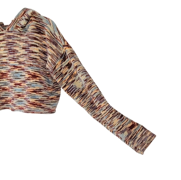 Urban Outfitters Out From Under XS Chenille Cropped Hooded Sweater Aztec - Picture 2 of 10